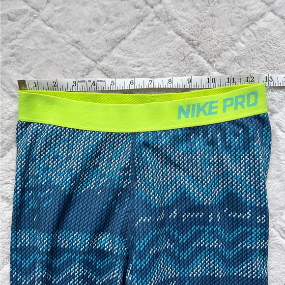 Nike | Blue and Neon Yellow Nike Pro Hyperwarm Nordic Tights | Size Medium - Picture 6 of 9
